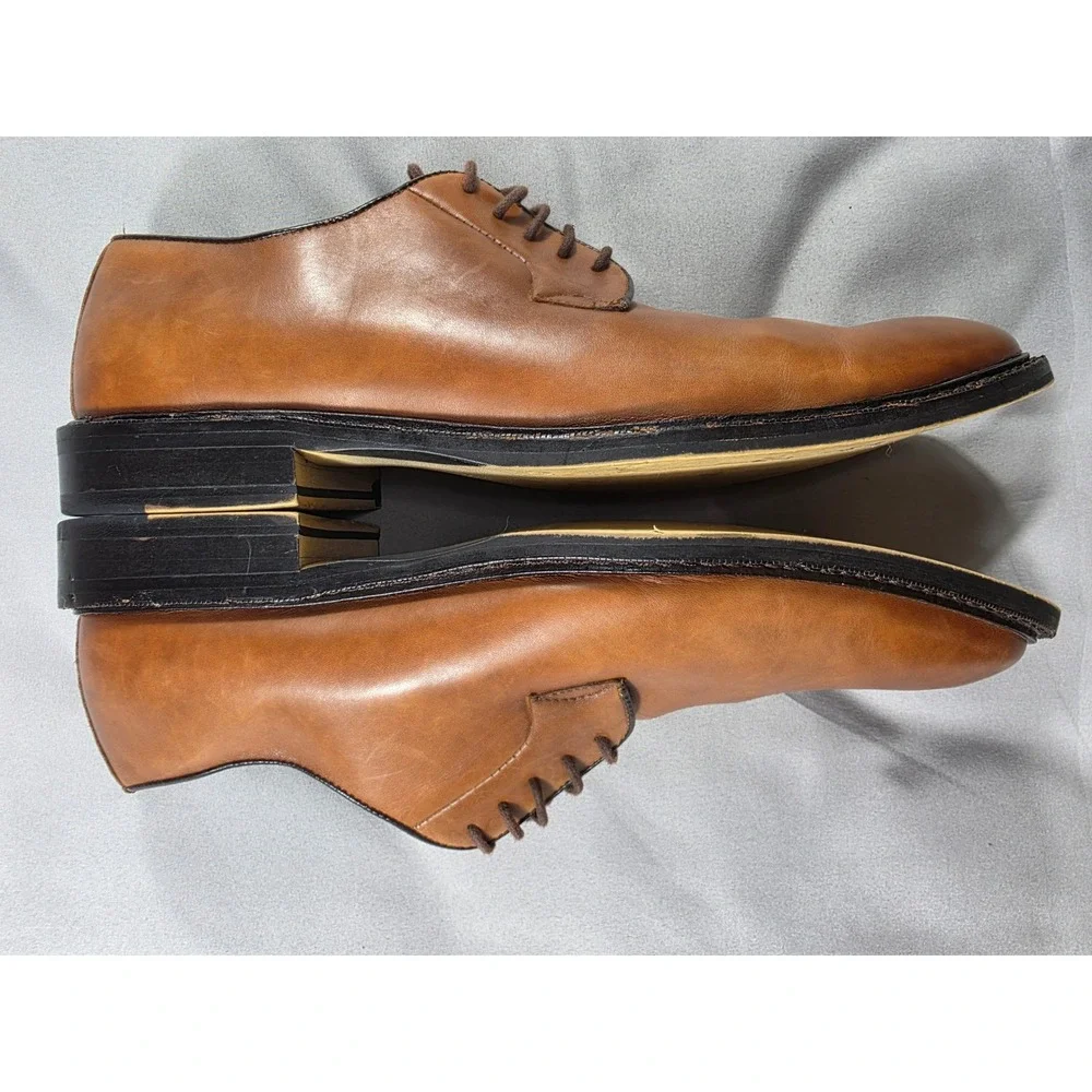 Geox Respira Craig Oxford Shoes Mens 8.5 Tan Brown Leather Almond Toe